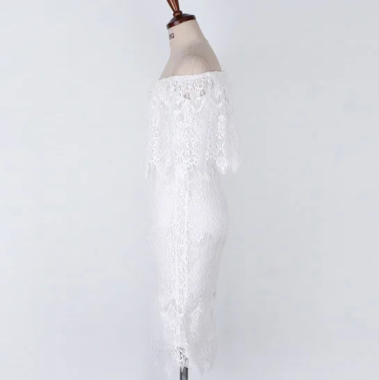 Merderheow Новый 2017 Весна Лето женщин Белое Кружево Рукавов Dress Мода Femme Случайный