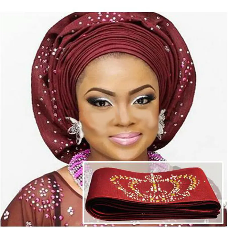 Головной платок Aso Oke в африканском стиле головной aso oke с камнями шарф для
