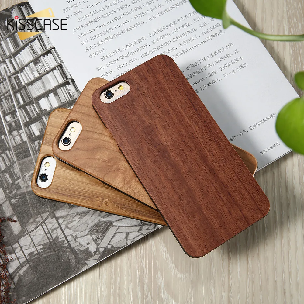 Kisscase для Apple Iphone 5 6 6S Plus 7 плюс деревянный случай из натуральной натурального