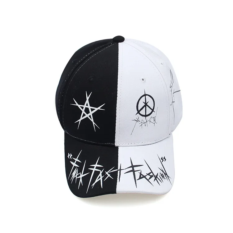 Пользовательские граффити звезда Snapback Бейсбол Кепки s Черный и белый лоскутное