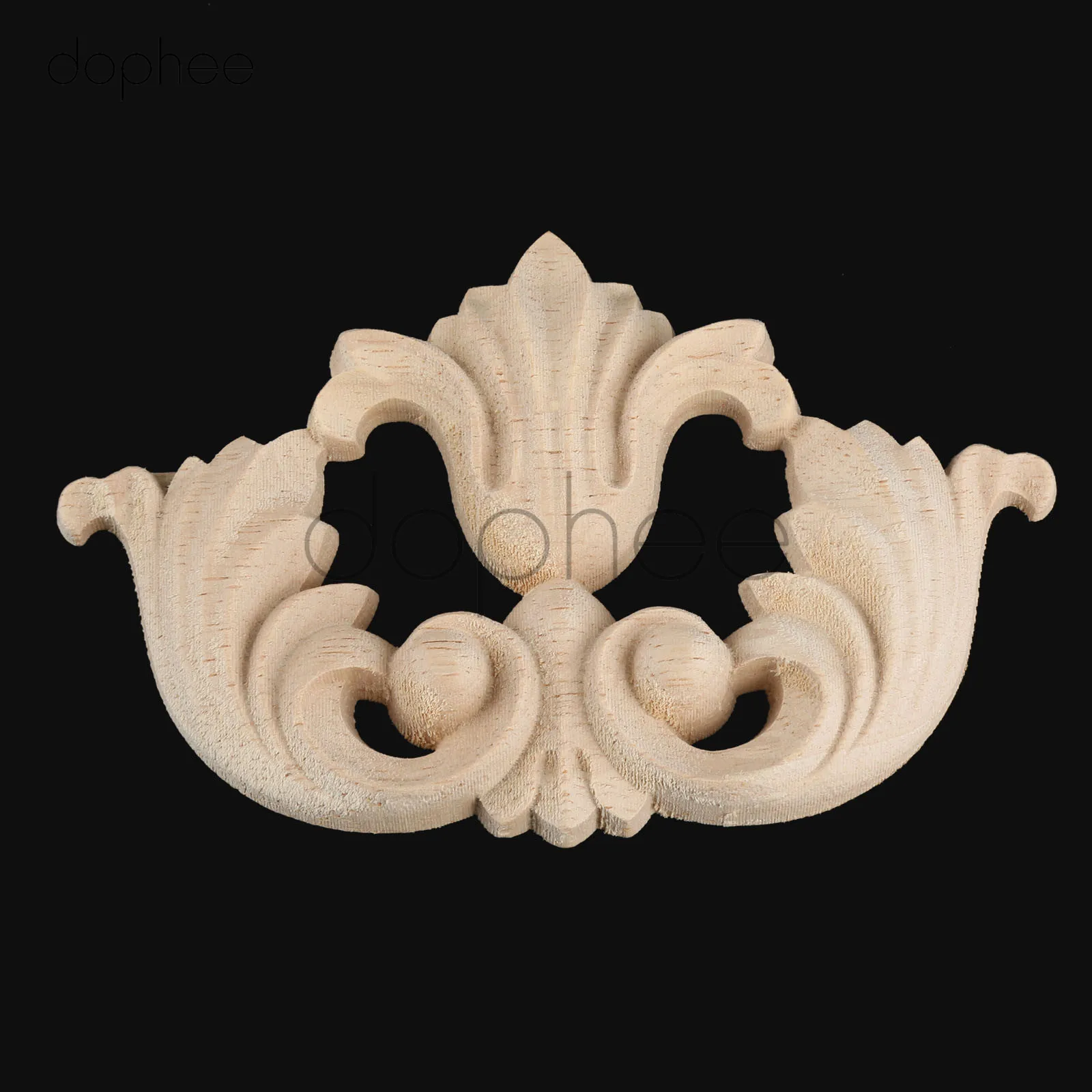

dophee 1pcs 12*8cm Wood Applique Decal Floral Onlay Vintage Applique For Wall Doors Cabinet Furniture Home Decoration