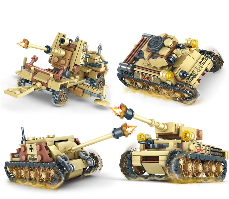 Hot 678PCS Military World War 2 Tank LegoINGLY Building Blocks Sets Miniature Gun Weapon Creator Army WW2 Soldiers Bricks | Игрушки и