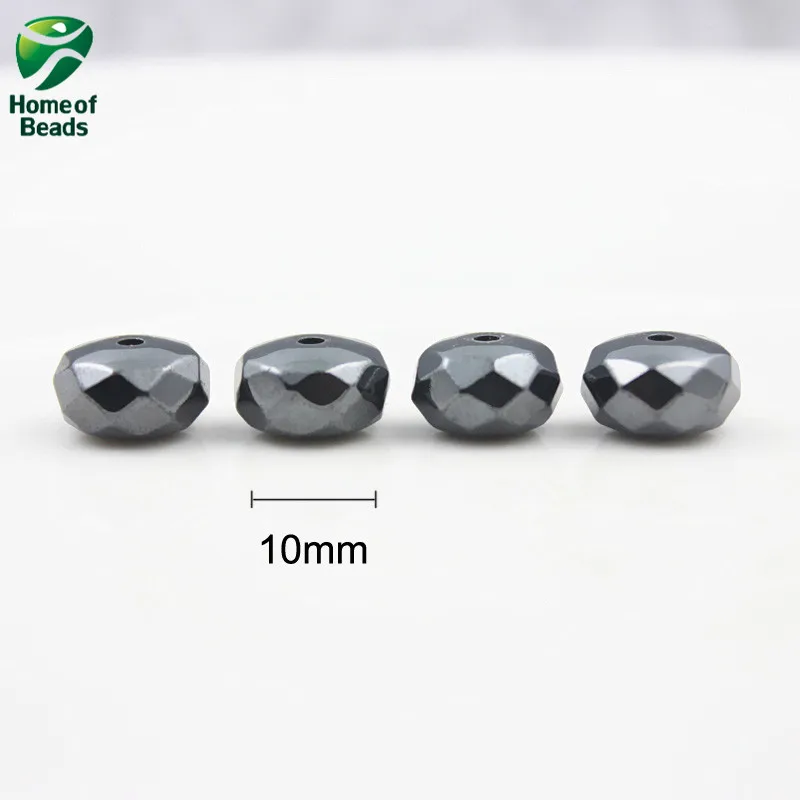 AAA Качество камень гематит Свободный плоский граненый разделитель бусины черный