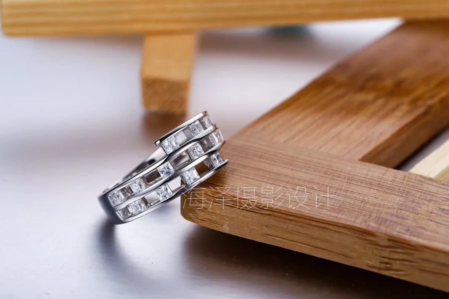 925 цельное серебряное кольцо девушки ювелирные изделия в белом золотом цвете с