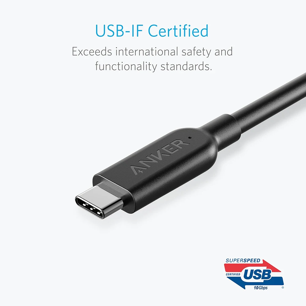 Кабель Anker Powerline II USB-C 3 1 Gen 2 (3 фута) с блоком питания для Samsung Galaxy Huawei Matebook MacBook Pixel и
