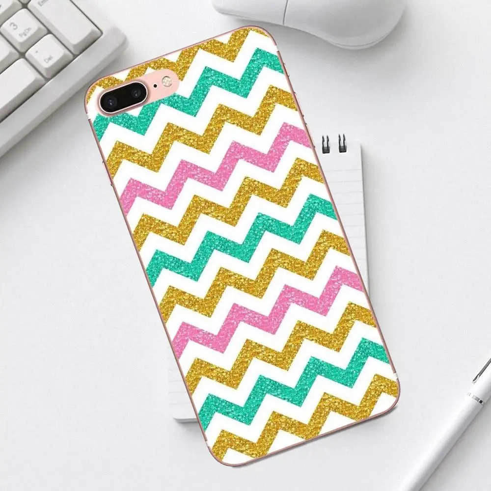 Qdowpz Золотые волны X черный шеврон бирюзовый вырез для iPhone XS Max XR 4 4S 5 5C SE 6 6S 7 8 Plus Galaxy