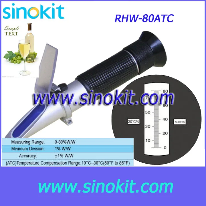 

Free Shipping Wine 0-80%WW Hand Refractometer - RHW-80ATC