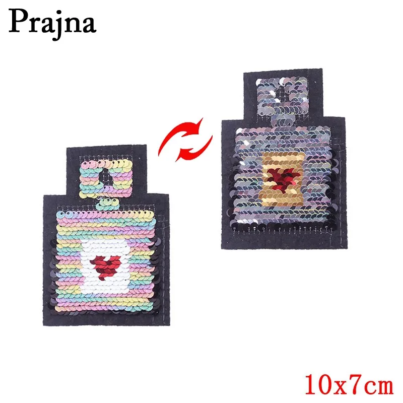 Prajna с единорогом Радужная нашивки блестками Двусторонняя наклейка меняющая цвет