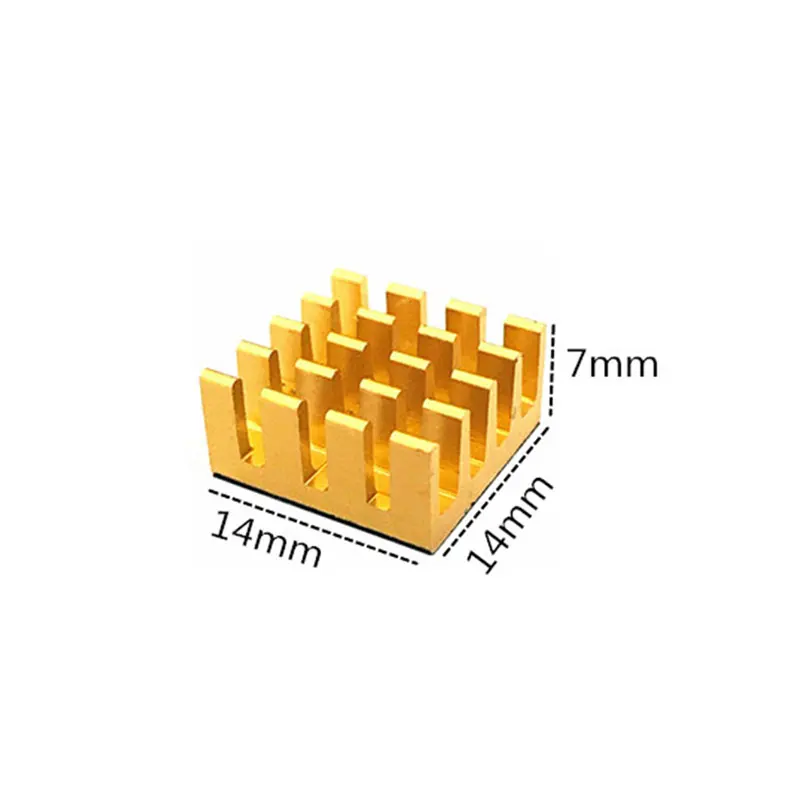 Hot 5 Pcs AL6063 Gold Protection Aluminum Profile Heatsink 14*14*7MM Motor Electronic DIY Chip PCB Board Ram Cooling Module |