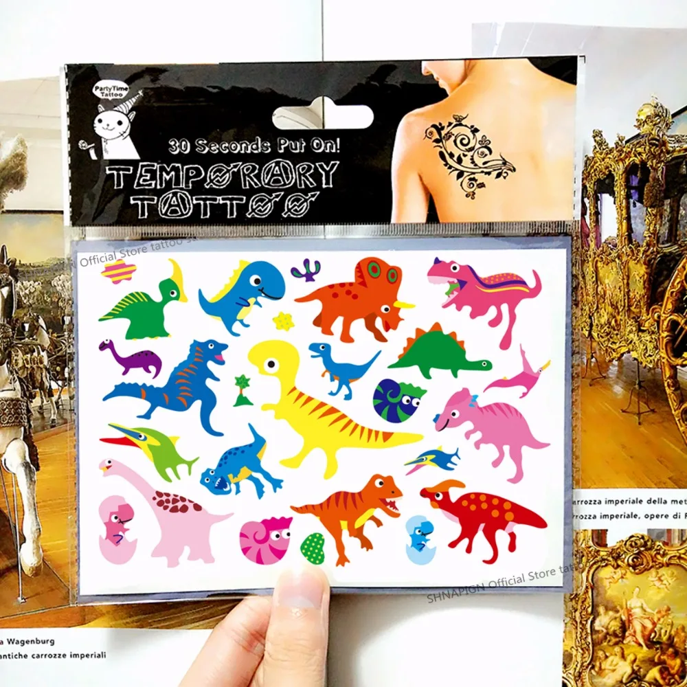 SHNAPIGN маленькие динозавры Детские Мультяшные Временные татуировки стикеры