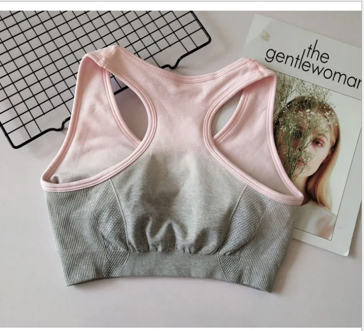 Light Gray Pink Bra 2 шт., комплект для йоги, спортивный бюстгальтер, Омбре, бесшовные леггинсы, спортивный костюм для тренировок, одежда для спортзала, Женская Спортивная одежда для фитнеса, одежда для активного отдыха, колготки - Цвет: Light Gray Pink Bra