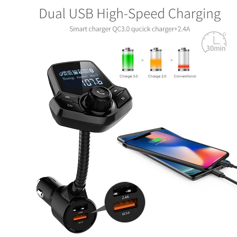 Wireless Bluetooth FM Transmitter Handsfree MP3 Player Radio Car Kit V4.2 Support TF Card U disk 30NT29 | Электроника