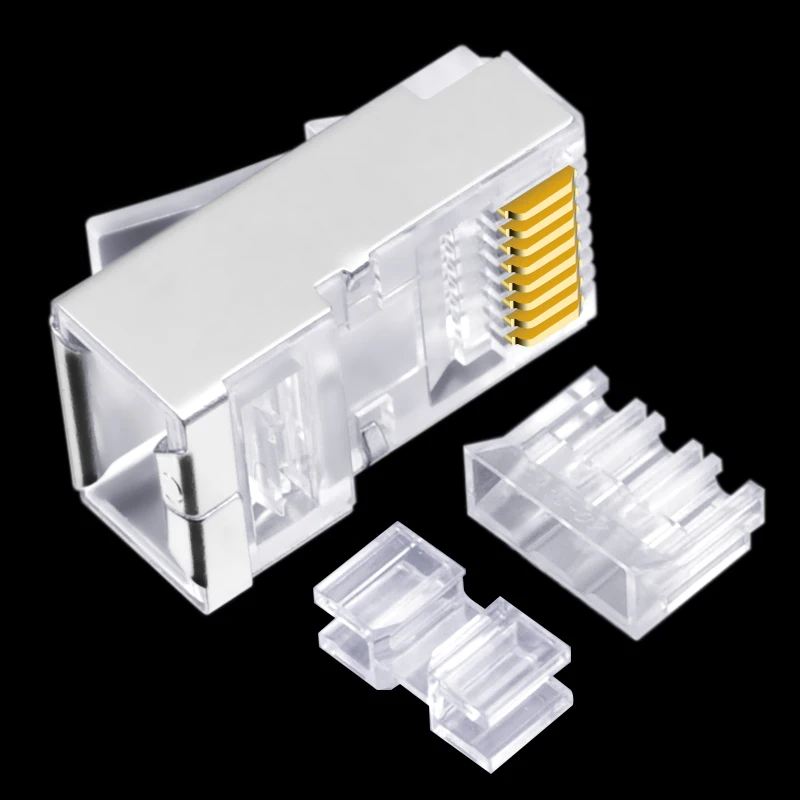 CNCOB 50u позолоченный тройной Ethernet разъем Cat6 RJ45 8p8c модульный штекер гигабитный