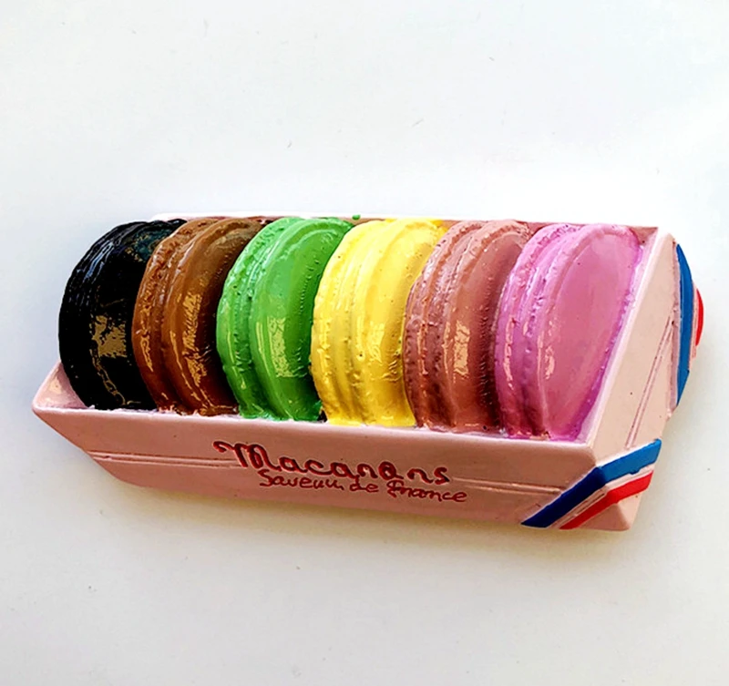 

Handmade Painted France Macaron Gift Box 3D Resin Fridge Magnets Tourism Souvenirs Refrigerator Magnetic Stickers Gift