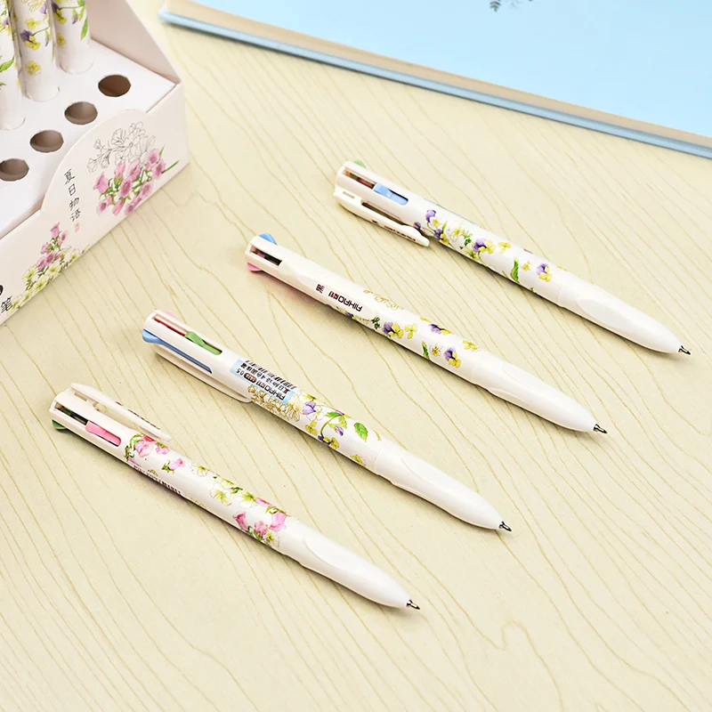 10 шт./лот творческий Цветочный узор Четырехцветные чернила 0 5 мм шариковая ручка