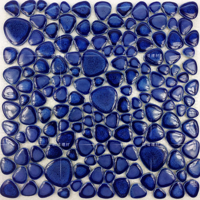 

Navy Blue Pebble Glazed Ceramic Mosaic Tile, kitchen backsplash bathroom floor pool shower wall tiles fireplace TV backgroud