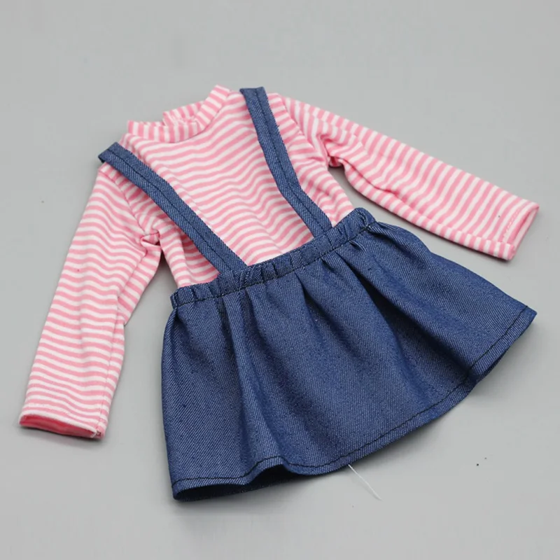 Long pink Полосатое платье на бретелях для куклы 60 см, Модная Джинсовая юбка, Одежда для куклы, длинная одежда принцессы с короткими рукавами, 1/3 аксессуары для кукол - Цвет: Long pink