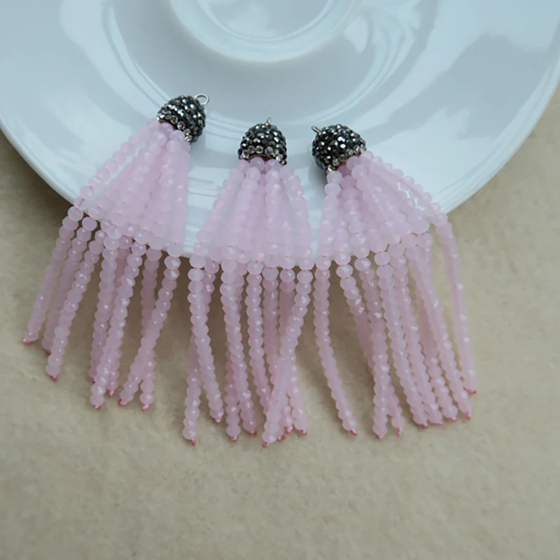 

10pcs Crystal Faceted Glass Tassels Charm,Pave Rhinestone Crystal Caps for DIY earrings Charm Pendant Gems Jewelry Making PD-pi