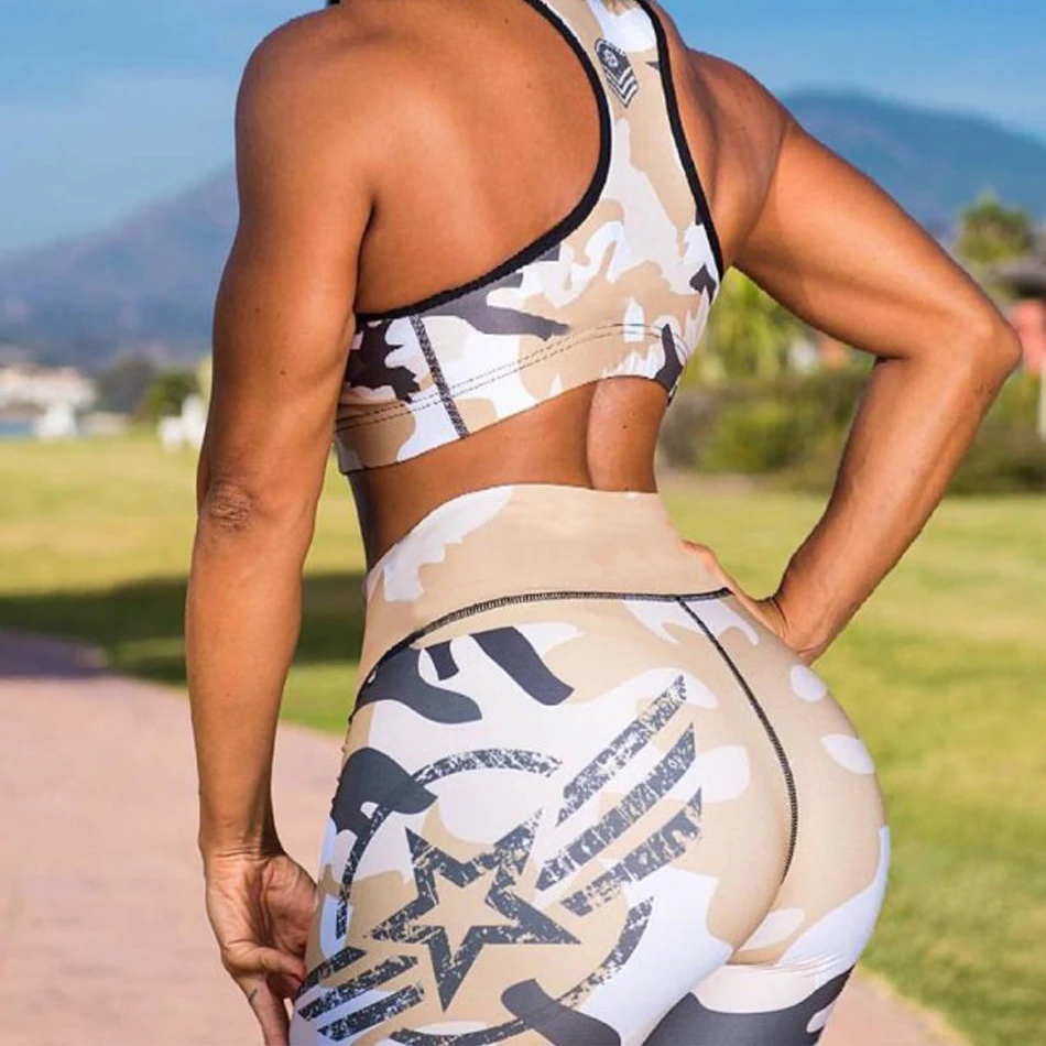 Women's Leggings Fitness Pants Elastic Women Sporting Leggins Gradient Print Khaki amouflage Workout Push Up |