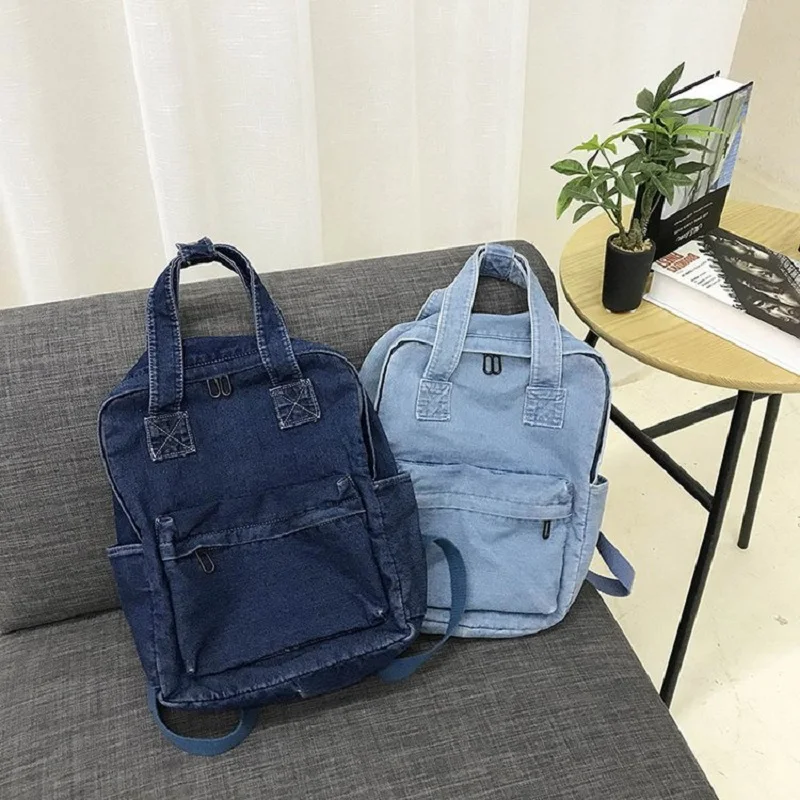 Miyahouse модные джинсовые холст женский рюкзак одноцветное свободное платье для женщин вместительный рюкзак дорожная сумка для подростков обувь девочек