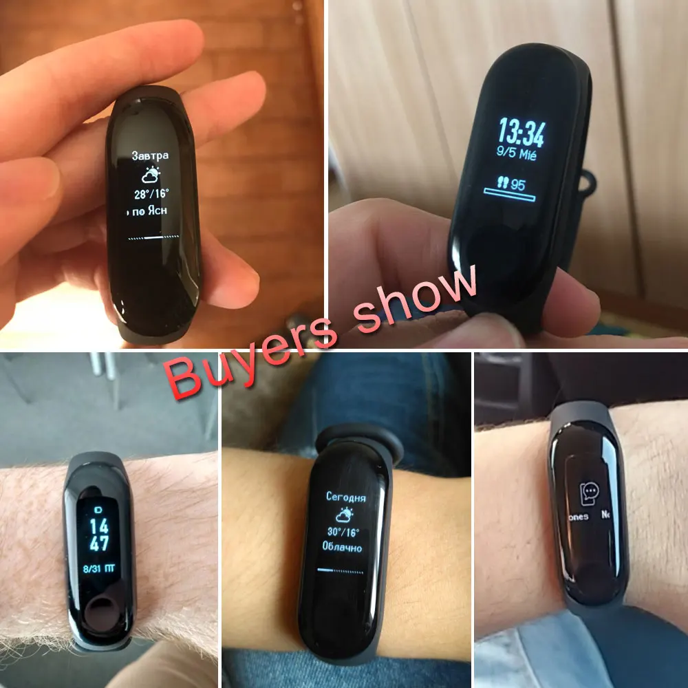 Xiaomi mi Band 3 Смарт Браслет Сенсорный экран пульсометр фитнес трекер