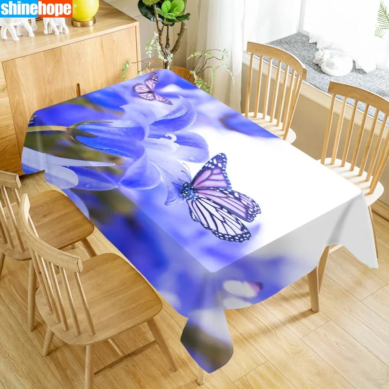 New Arrival Custom Flower and Butterfly Table Cloth Waterproof Oxford Fabric Rectangular Tablecloth Home Party | Дом и сад