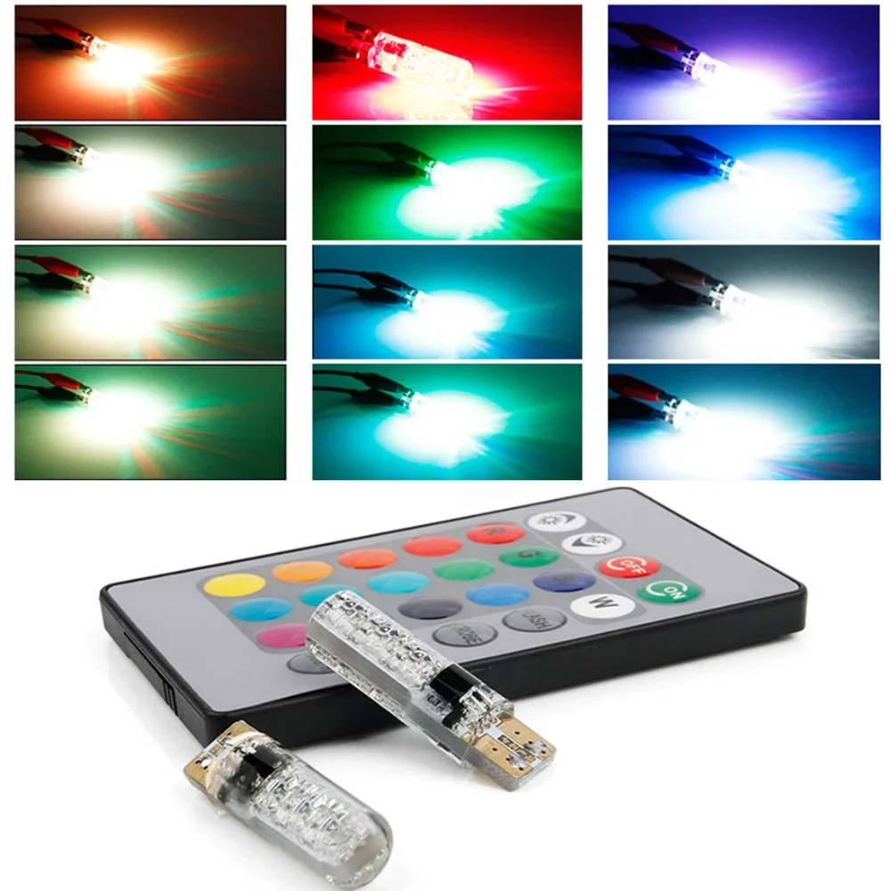 2018 светодиодный светильник T10 W5W RGB лампы с пультом дистанционного управления 501 194