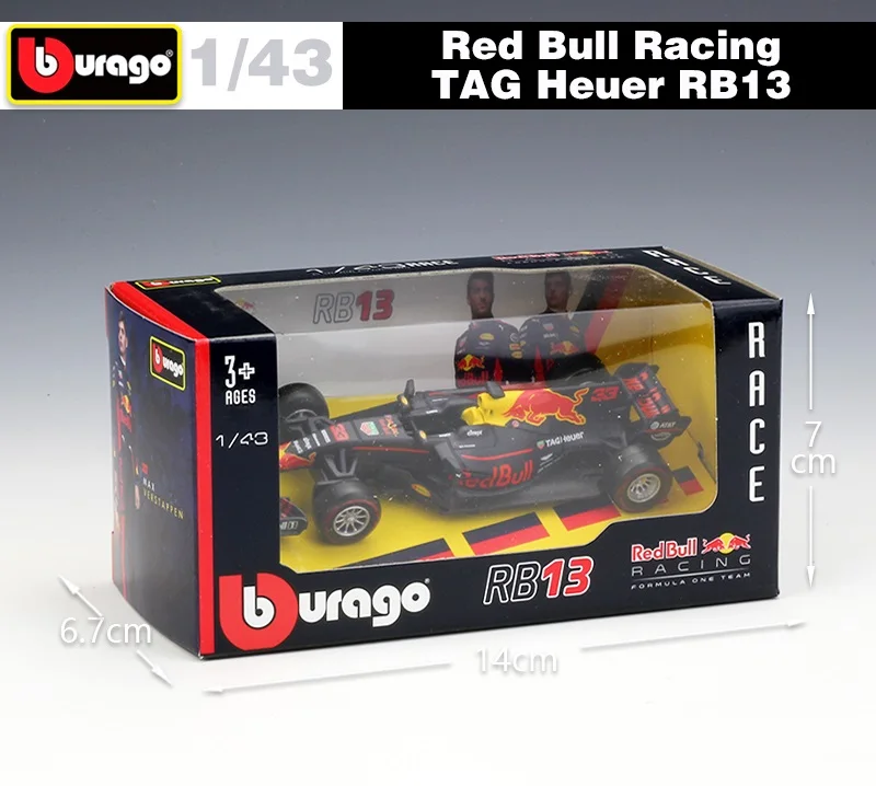 BBurago 1:43 F1 RedBull команда RB13 литья под давлением гоночный автомобиль