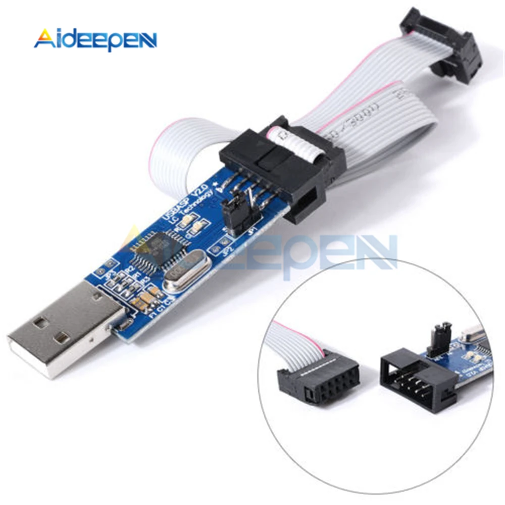 USBASP USBISP AVR программатор USB ISP ASP ATMEGA8 ATMEGA128 10Pin провод Поддержка Win7 64Bit|Детали и