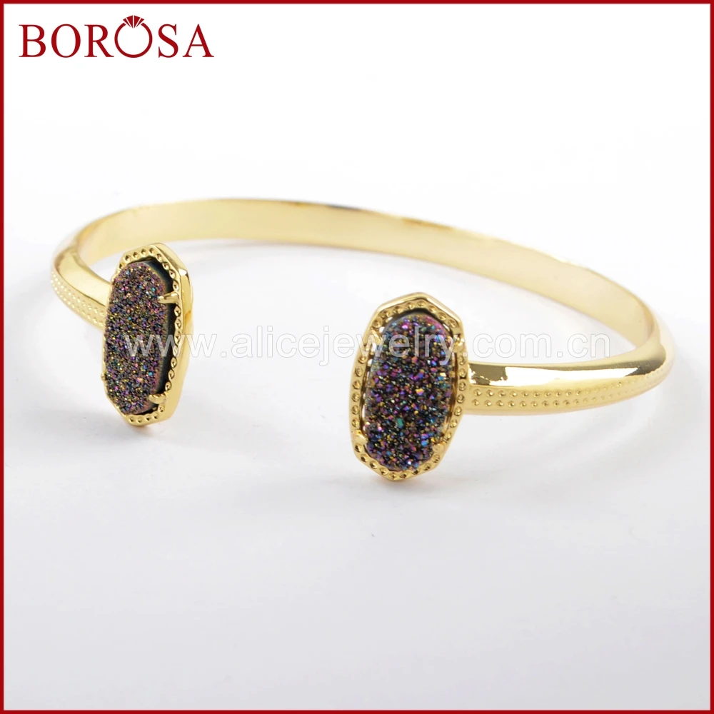 BOROSA 5 шт. Модный золотой цвет коготь шестиугольник двойной Радуга Титан Druzy