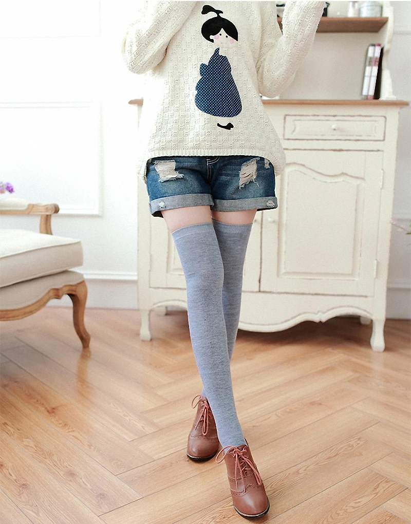 Новинка 2016 модные чулки сексуальные женские теплые до бедра выше колена длинные