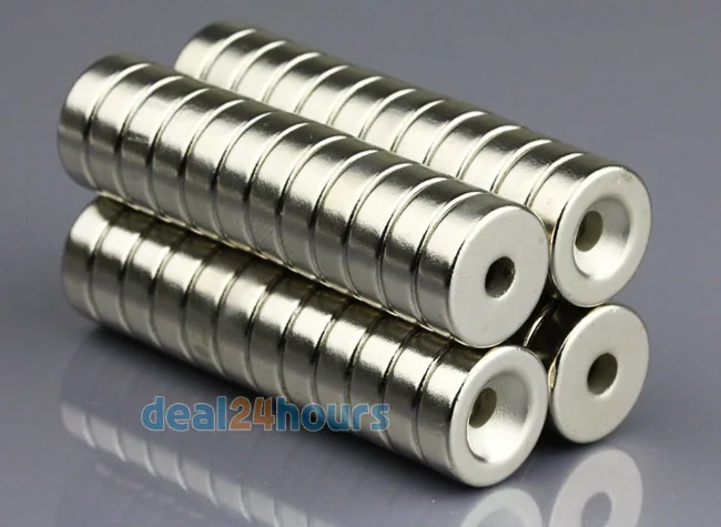 OMO Magnetics 100 шт. супер сильные Круглые неодимовые потайные кольцевые магниты 15 мм x 5