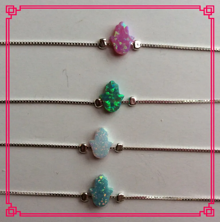 20 шт./лот Op03 зеленый цвет опал Хамса Серебряный браслет маленькая Опал подвеска