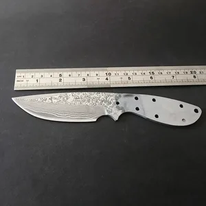 Прямой нож из дамасской стали, прямой нож с фиксированным лезвием, самодельный полуготовый уличный ручной нож, нож из дамасской стали для кемпинга