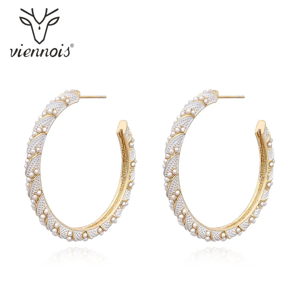 Viennois легкие золотистые серьги-кольца для женщин круглый искусственный жемчуг