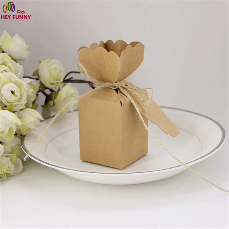 10pcs Kraft Paper Vase Flower Candy Chocolate Box With Thank You Tag Boxes For Wedding Party Birthday Baby Shower Favors Gifts | Дом и сад