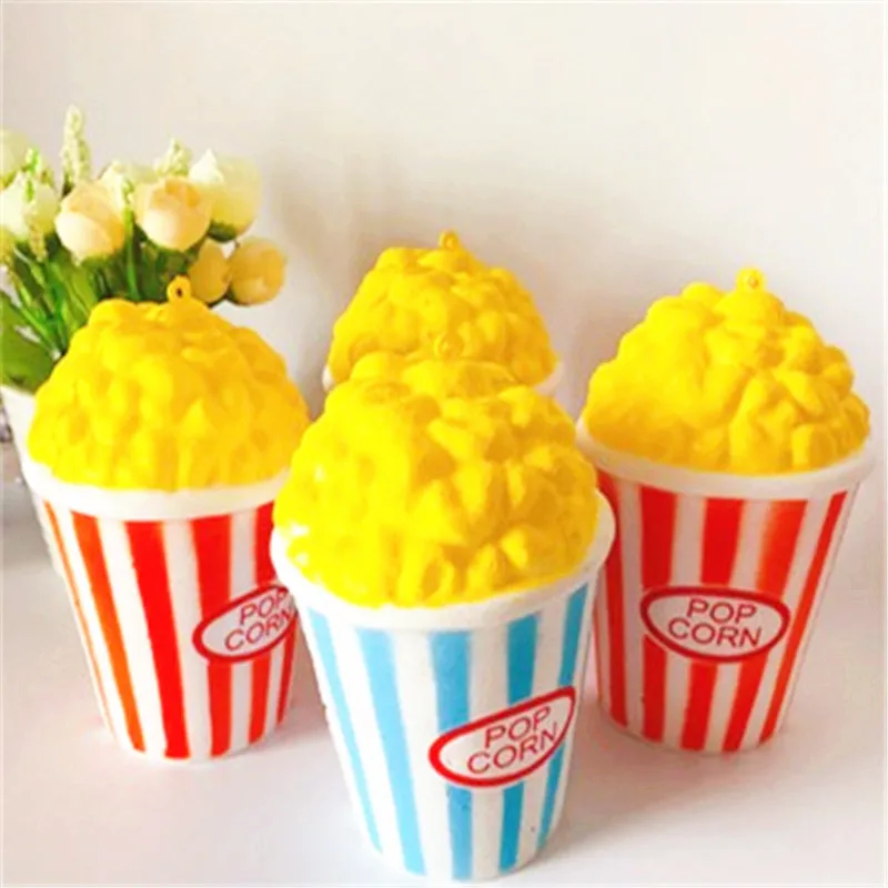 Милая игрушка Jumbo Popcorn Squishy ремешок для телефона сжимается антистресс медленно