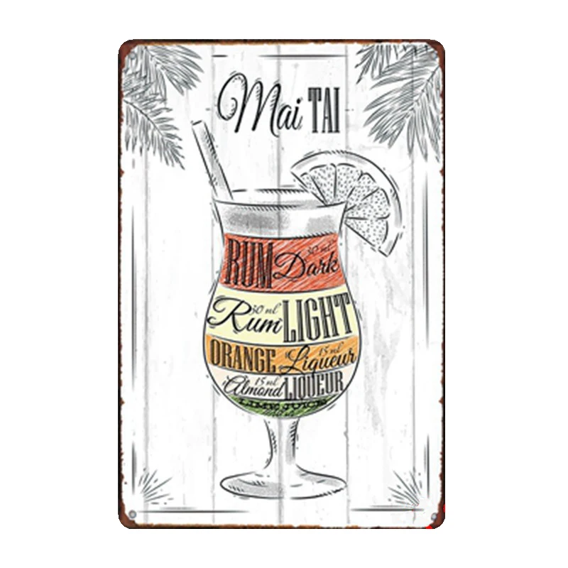 Pina Colada налет винтажные металлические жестяные вывески для дома, бара, паба, декоративные металлические тарелки, водка, наклейки на стену, пивной Железный художественный плакат N223