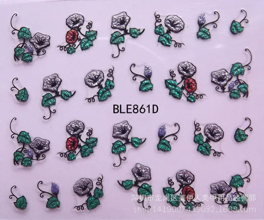 3D наклейки для ногтей все украшения слайдеры Роза труба цветок дизайн маникюрный