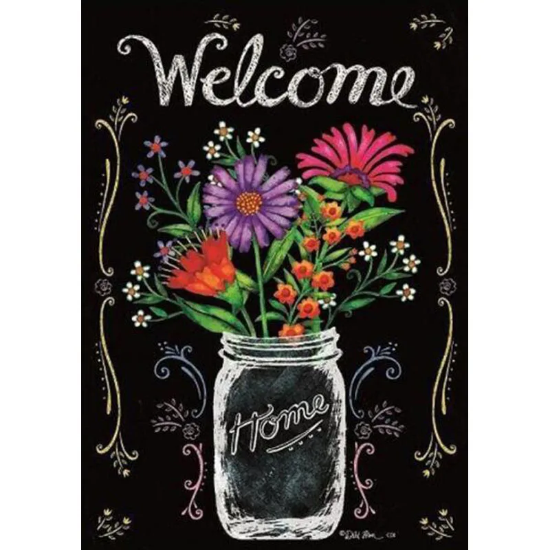 Алмазная живопись "Добро пожаловать" - кристальная бутылка и маргаритки 5D полный квадратный мозаичный вышивка.