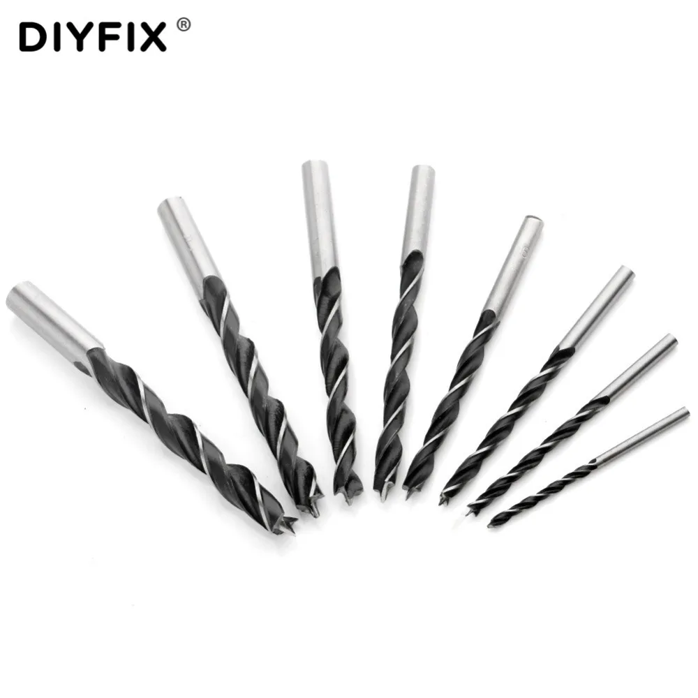 DIYFIX 3-10 мм набор сверл для дерева Высокоуглеродистая сталь Брэд точка сверло три