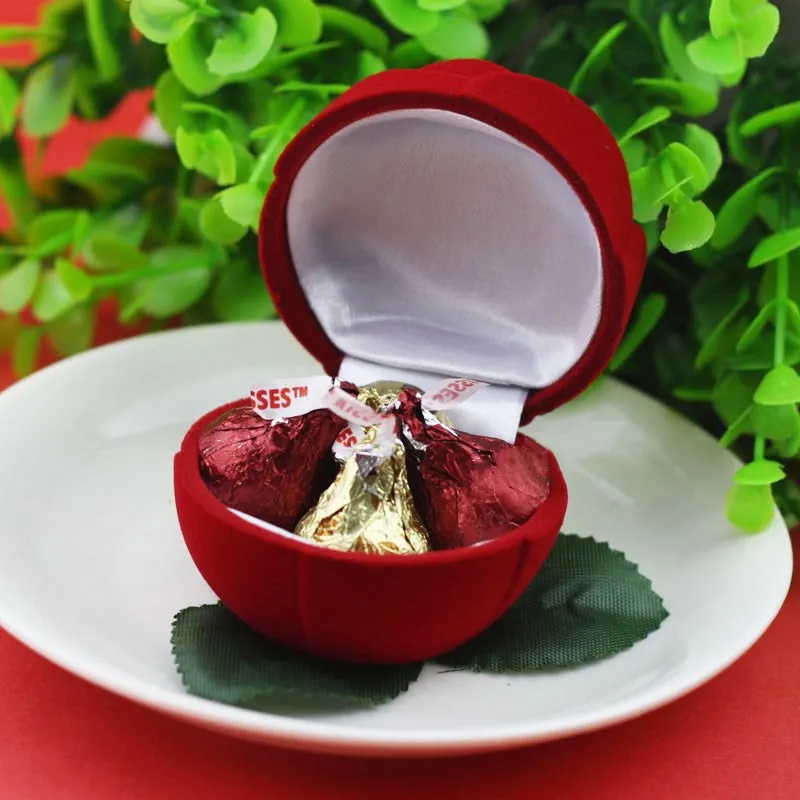 36 X Diameter 5cm Red Rose Shaped Velvet Favor Wedding Candy Box Valentines Day Chocolate Gift Boxes Wholesale | Дом и сад