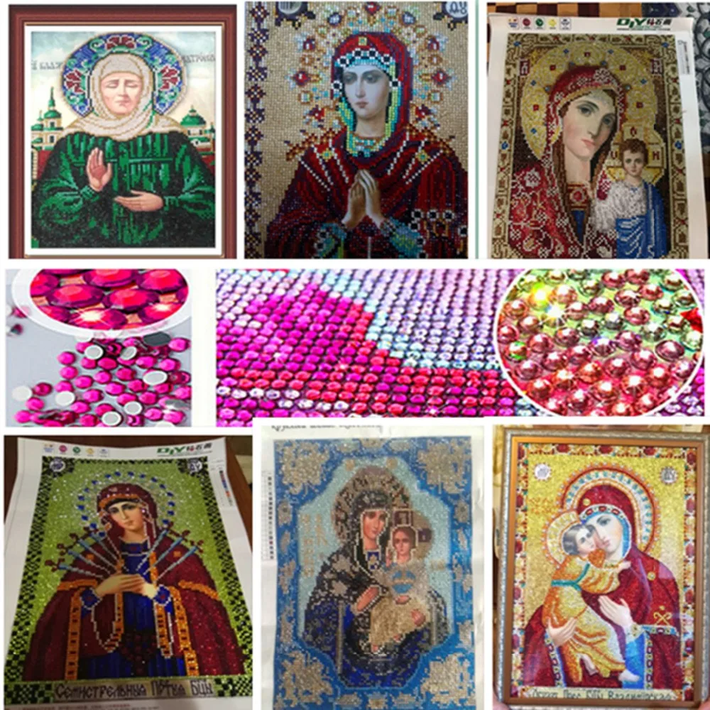 3040 DIY кристальная круглая Алмазная вышивка религиозная живопись набор