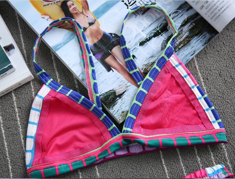 Красный Купальник Бикини 2016 Сексуальные Женщины Треугольник Установить Push Up