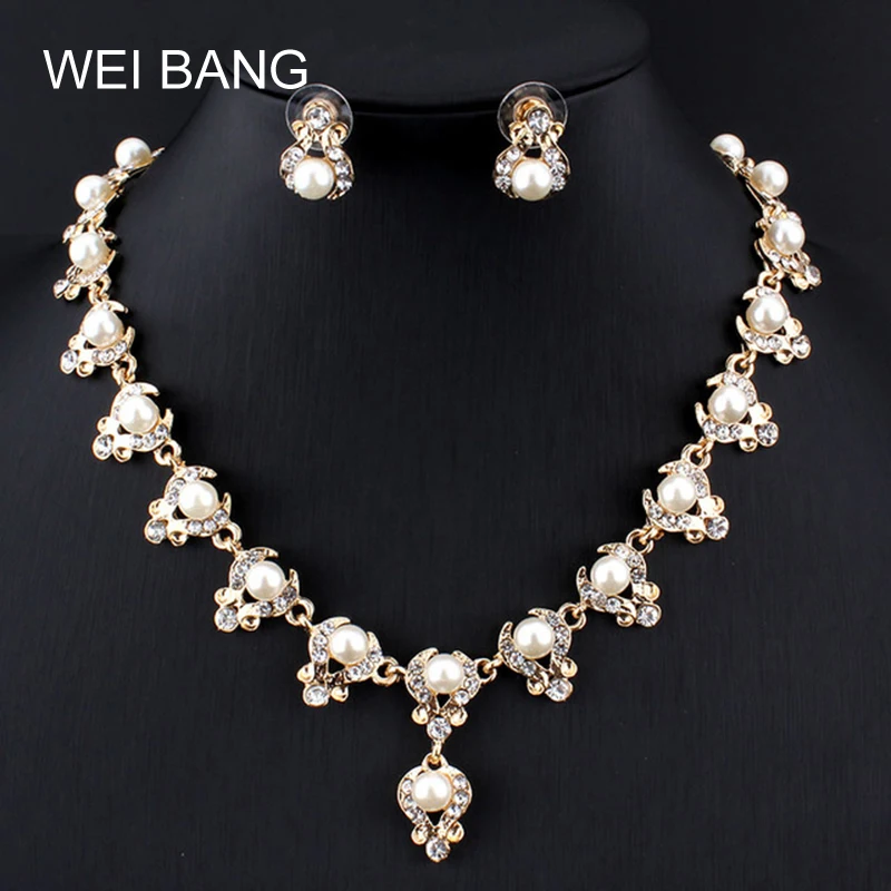 Женский комплект из колье и серёг с искусственным жемчугом|designer jewelry set|jewelry