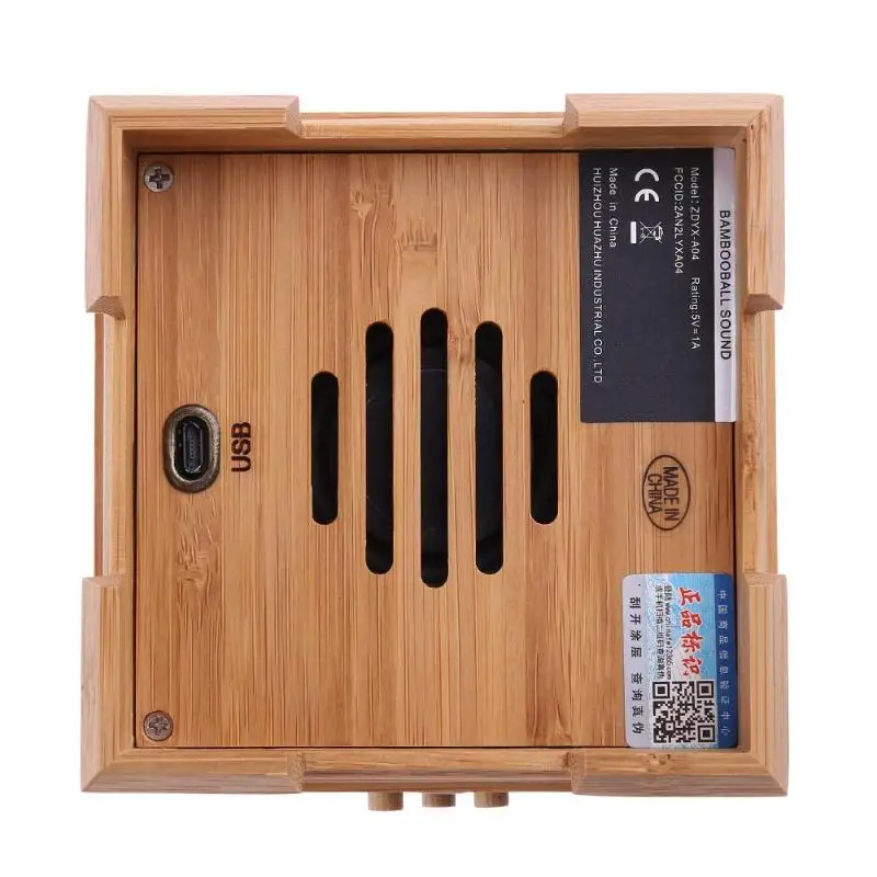 ZDYX-A04 Bamboo квадратная коробка беспроводной Bluetooth Динамик адаптер-звукосниматель, динамик стерео Бас HIFI музыкальный сабвуфер с микрофоном
