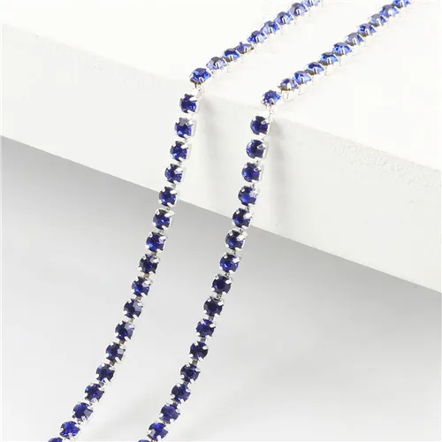 Royal Blue 10 м 23 Цвет Пришивные с клеем на 2/2. 5/2. 8/3 мм стразы с плоской задней частью цепи для рукоделия artesanato шитья одежды Декор Аксессуары - Цвет: Royal Blue