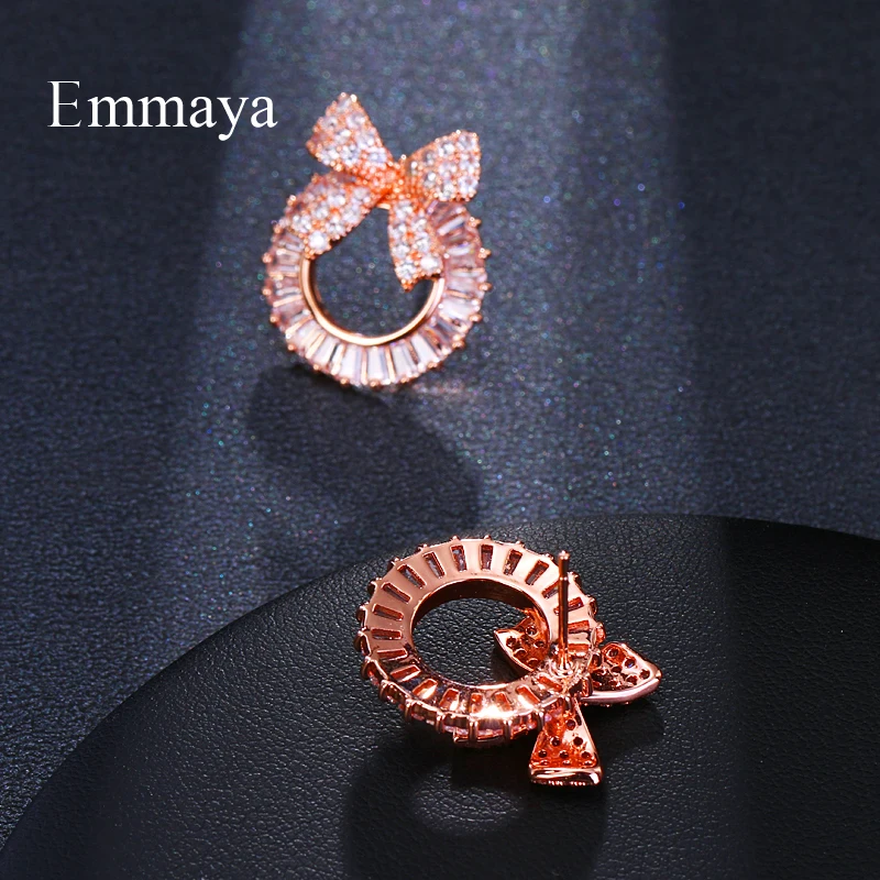 Серьги-гвоздики Emmaya с бантом женские большие круглые украшения блестящим