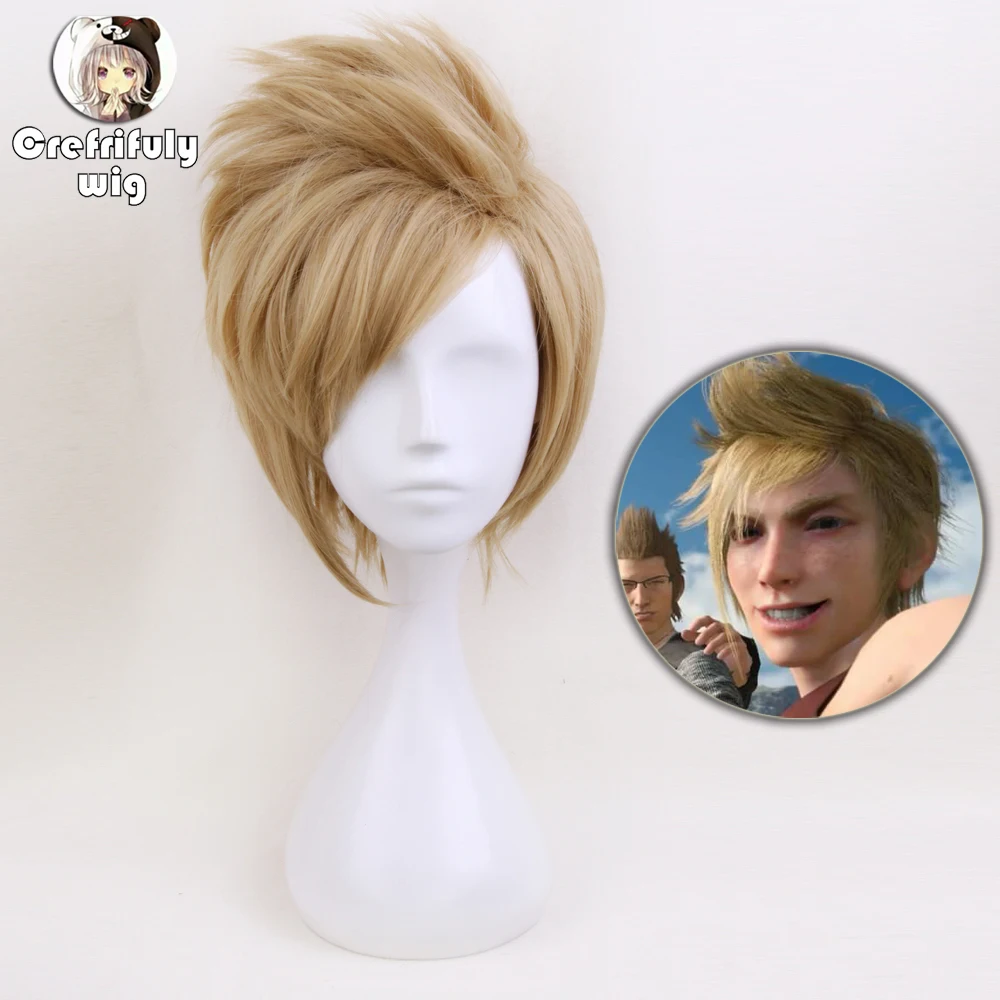 

Anime 12inch Short Fluffy Layered Men's Blonde Synthetic Wig FF15 Final Fantasy XV Prompto Argentum Cosplay Wig