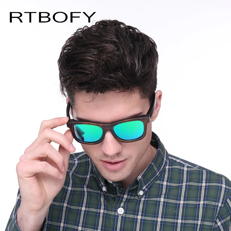 RTBOFY деревянные солнцезащитные очки мужские бамбуковые винтажные HD поляроидные
